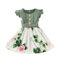 thumbnail image 1 of Tiijoy Infant Girls Flutter Sleeve Dress Flower Print Cotton Ribbed Dress, Sizes 18-24M, 1 of 5