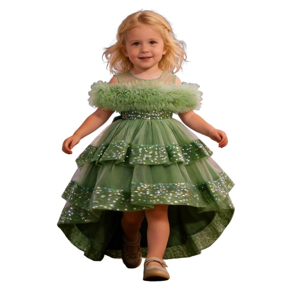 Tiijoy Infant Girls Layered Ruffles High Low Party Dress Pageant Birthday Princess Dress, Sizes 18-24M