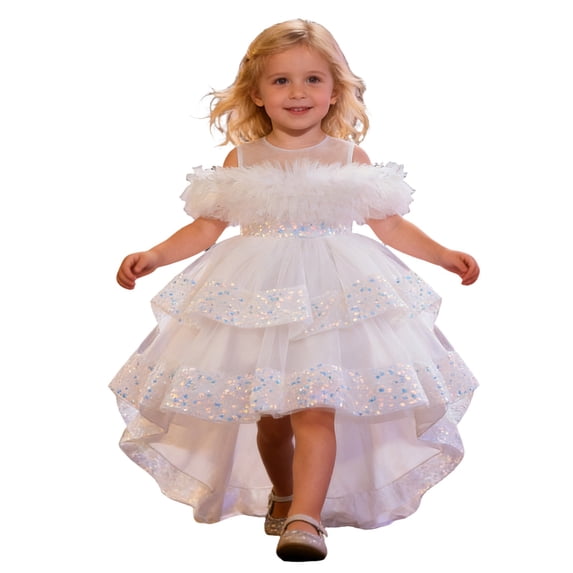 Tiijoy Infant Girls Layered Ruffles High Low Party Dress Pageant Birthday Princess Dress, Sizes 9-12M