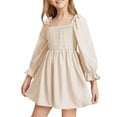 thumbnail image 1 of Tiijoy Infant Girls Long Puff Sleeve Smocked Dress Square Neck A Line Dress, Sizes 18-24M, 1 of 8