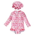thumbnail image 1 of Tiijoy Girls Long Sleeve Rash Guard One-Piece Swimsuit with Swim Cap, Sizes 6-12 Months, 1 of 2