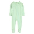 thumbnail image 1 of Tiijoy Girls One-Piece Footies Solid Color Long Sleeve Sleeper Onesie, Sizes 18-24M, 1 of 3
