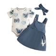 thumbnail image 1 of Tiijoy Infant Girls Outfits Butterfly Print Short Sleeve Romper Jumper Dress Headband Set, Sizes 9-12M, 1 of 4
