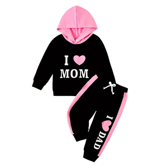 Tiijoy Infant Girls Outfits Letter Print Pullover Hoodie and Sweatpants Set, Sizes 18-24M