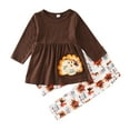 thumbnail image 1 of Tiijoy Toddler Girls Outfits Thanksgiving Long Sleeves Peplum Shirt Pants Set, Sizes 2-3, 1 of 6