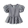 thumbnail image 1 of Tiijoy Girls Plaid Puff Sleeve Blouse Summer Casual Cotton T-Shirt Top, Sizes 18-24 Months, 1 of 5