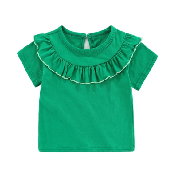 Tiijoy Infant Girls Ruffle Short Sleeve T-Shirt Casual Round Neck T Shirt Soft Tee Top
