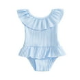 thumbnail image 1 of Tiijoy Girls Ruffle Striped One Piece Swimsuit UPF 50+ Bathing Suit Baby Swimwear, 1 of 3