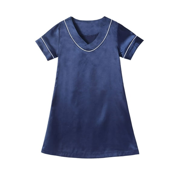 Tiijoy Girls Satin Nightgown Short Sleeve V-Neck Nightdress Sleepshirt, Sizes 18-24M