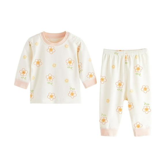 Tiijoy Infant Girls Sleepwear Pajamas Soft Cotton Floral Long Sleeve Top Pants PJs Set