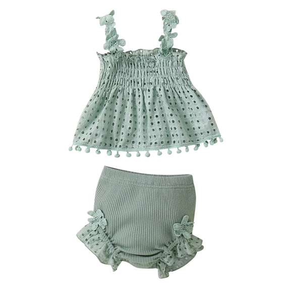 Tiijoy Infant Girls Summer 2Pcs Outfits Spring Solid Sleeveless Camisole Tops Shorts Set, Sizes 18-24 Months