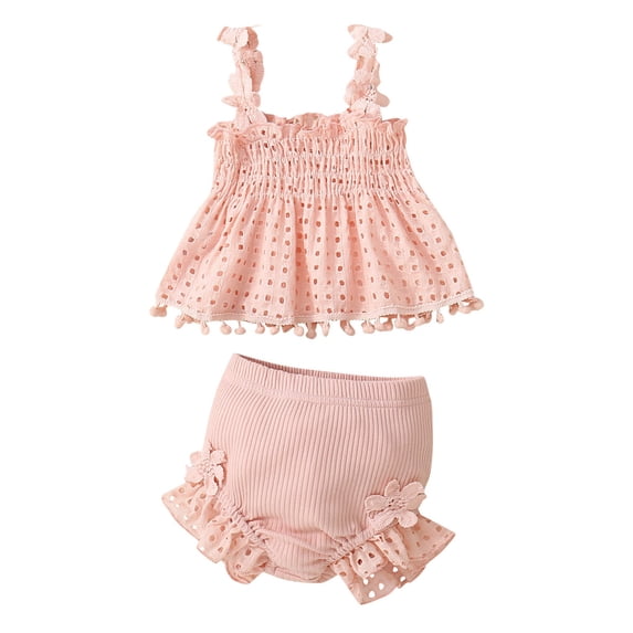 Tiijoy Infant Girls Summer Outfits Spring Solid Sleeveless Camisole Tops Shorts 2Pcs Set, Sizes 18-24 Months