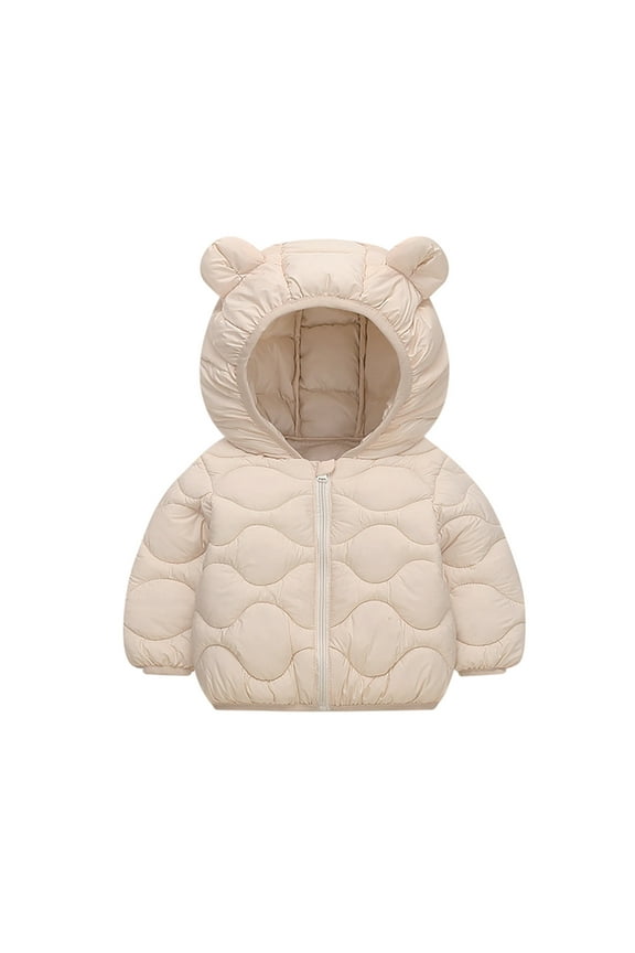 Girls Winter Coat Bear Ears Hooded Puffer Jacket Warm Outerwear, Sizes 12-18M