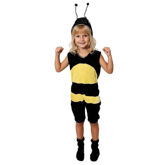 Tiijoy Kids Cartoon Bee Dress-Up Co_Stume Set Sleeveless Jumpsuit Outfits, Sizes 2-3