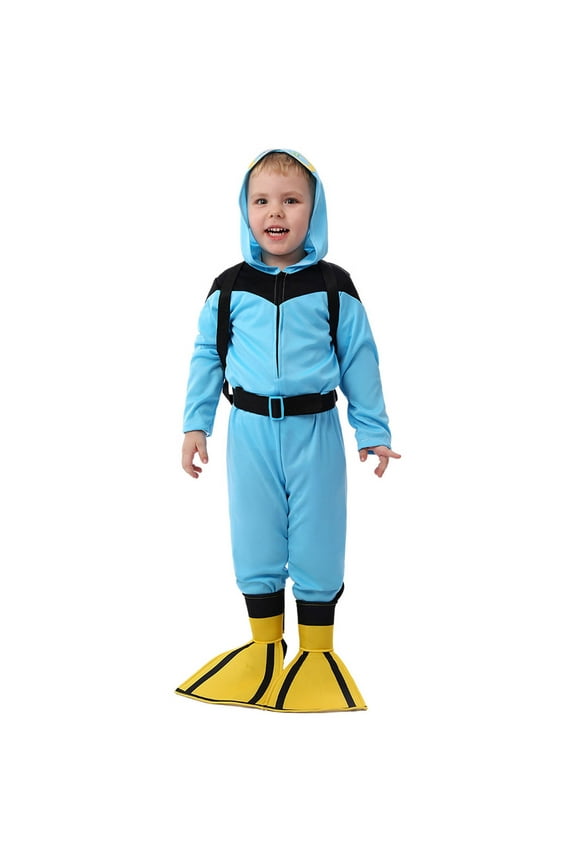 Kids Diver Role Play Co_Stume Party Dress Up Jumpsuit with Accessories, Sizes 5-6
