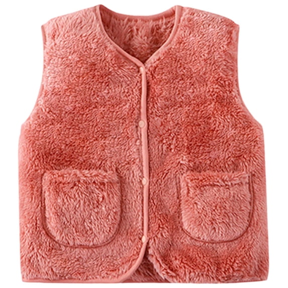 Tiijoy Kids Warm Vest Casual Solid Soft Sleeveless Jacket Baby Outerwear, Pink