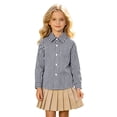 thumbnail image 1 of Tiijoy Kids Long Sleeve Striped Shirt Boys Girls Button Down Shirt Top, Navy, Sizes 4-13, 1 of 5