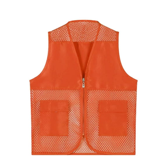 Tiijoy Kids Unisex Fishnet Breathable Vest Zip Up Pockets Travel Hiking Vest, Sizes 10-12