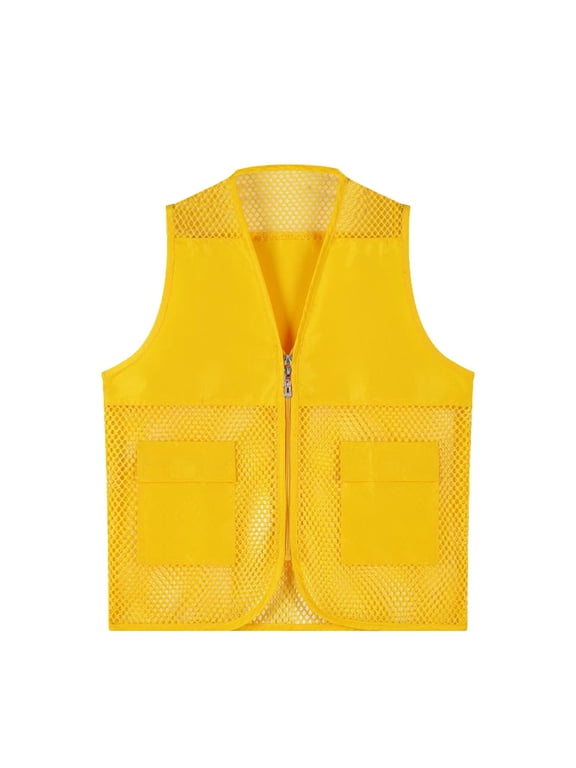 Kids Unisex Fishnet Breathable Vest Zip Up Pockets Travel Hiking Vest, Sizes 6-7