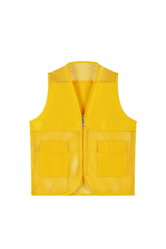Kids Unisex Fishnet Breathable Vest Zip Up Pockets Travel Hiking Vest, Sizes 8-9