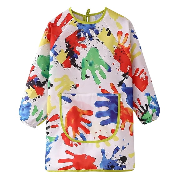Tiijoy Kids Waterproof Painting Apron with Front Pocket Long Sleeves Art Smock, Sizes 5-7