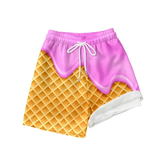 Tiijoy Little Boys Athletic Shorts Ice-Cream Print Quick Drying Beach Shorts, Sizes 5-6