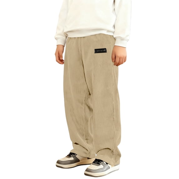 Tiijoy Little Boys Corduroy Pants Straight Leg Casual Trousers Loose Soft Pants, Sizes 5-16