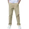 thumbnail image 1 of Tiijoy Little Boys Flat Front Pants School Uniform Stretch Pull On Trousers, Sizes 4-14, 1 of 4