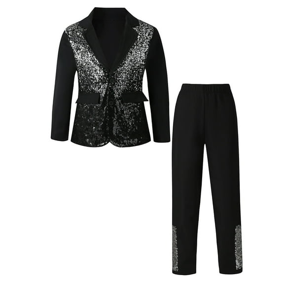 Tiijoy Little Boys Formal Suit Stylish Performance Sequin Blazer and Pants, Sizes 6-7