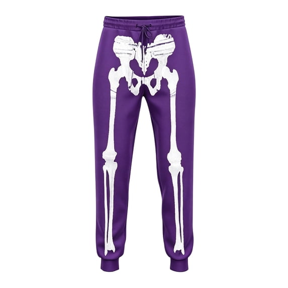 Tiijoy Little Boys Halloween Skeleton Sweatpants Kids Casual Active Jogger Pants, Purple
