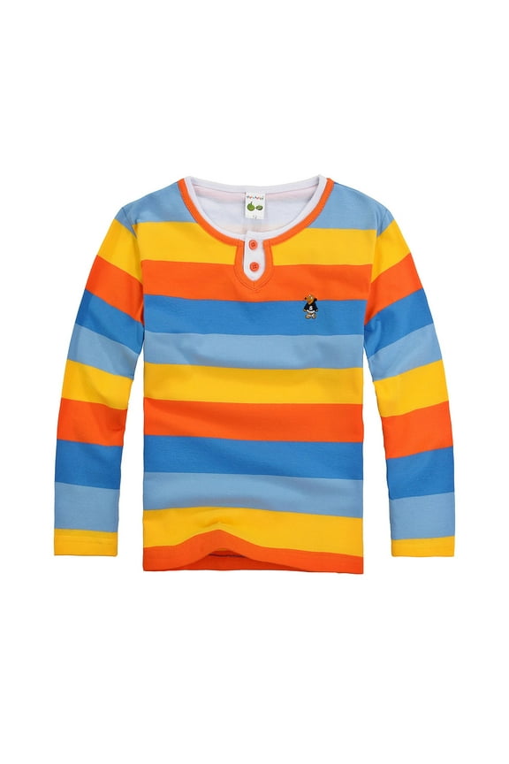 Little Boys Long Sleeve Striped T-Shirt Casual Round Neck T Shirt Undershirt Tee