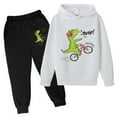 thumbnail image 1 of Tiijoy Little Boys Outfits Cartoon Dinosaur Print Hoodie Jogger Pants Set, Sizes 5-6, 1 of 2