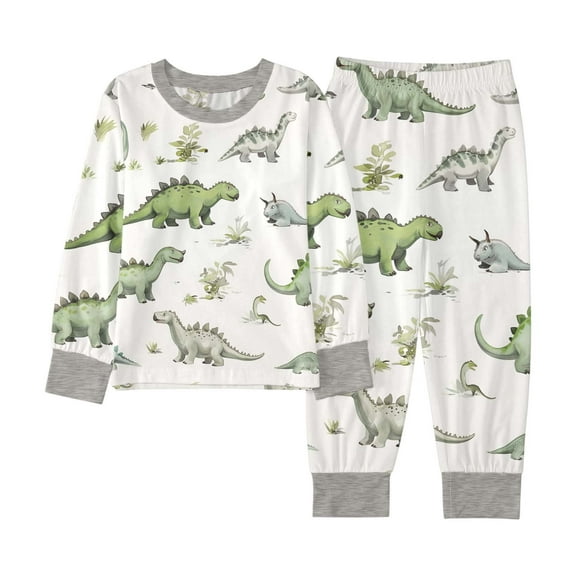 Tiijoy Little Boys Pajamas Dinosaur Pattern Long Sleeve Top & Pants Sleepwear, Sizes 6-7