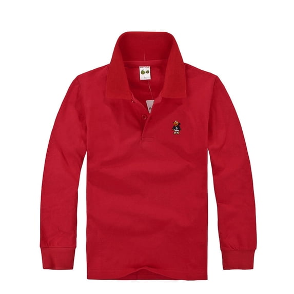 Tiijoy Little Boys School Shirt with Long Sleeves Unisex Kids Casual Pique Polo Shirt