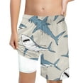 thumbnail image 1 of Tiijoy Little Boys Shark Print Swim Trunks with Compression Liner Board Shorts, Sizes 5-6, 1 of 4