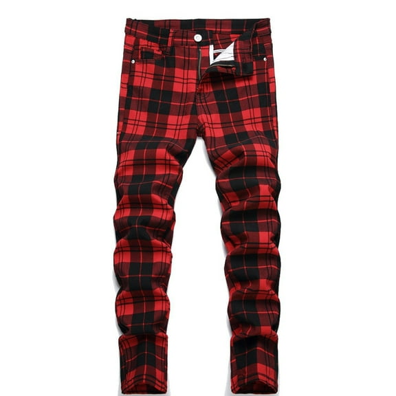 Tiijoy Little Boys Skinny Fit Plaid Pants Fashion Stretch Straight Leg Pants Trousers