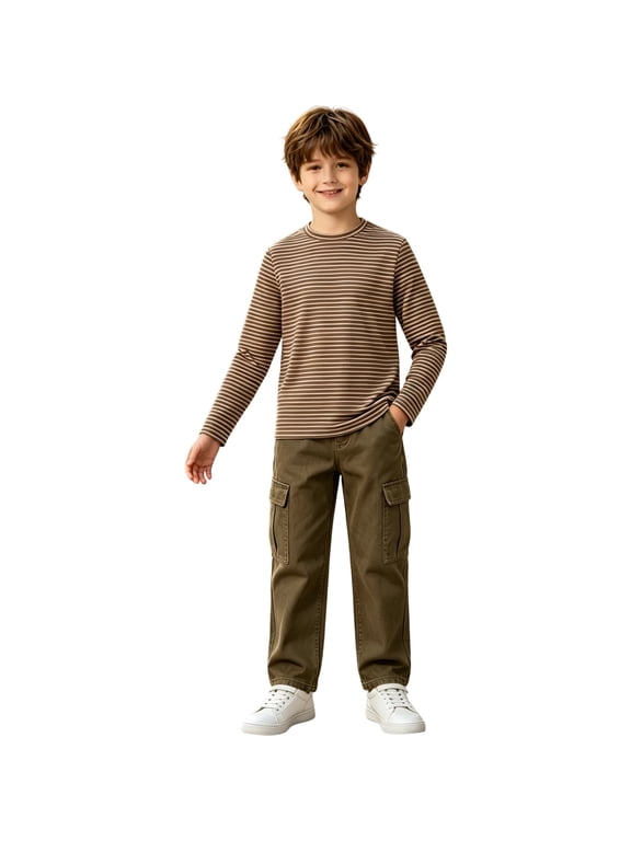 Little Boys Striped Long Sleeve T-Shirt Casual Crewneck Undershirt Tee Top
