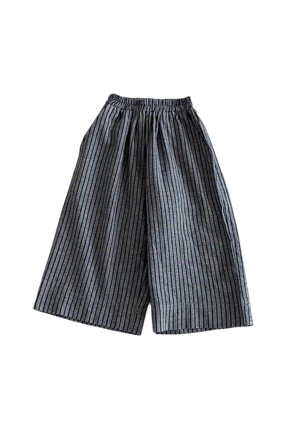 Little Boys Wide Leg Striped Linen Pants Casual Lightweight Trousers, Sizes 6-7