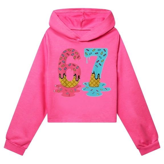Tiijoy Little Girls 6 7 Hoodies Ice-Cream Print Long Sleeve Hooded Sweatshirt, Sizes 6-7