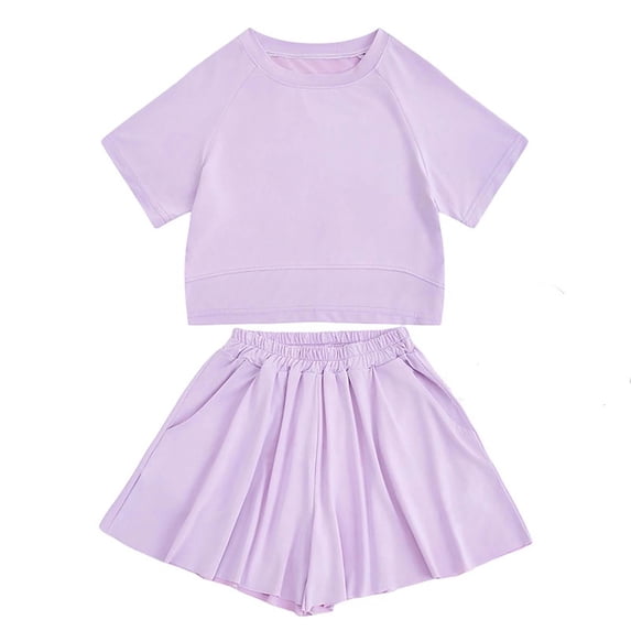 Tiijoy Little Girls Athletic Outfits Breathable Quick-Dry Short Sleeve T-Shirt Shorts Set