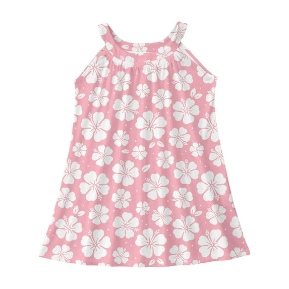 Tiijoy Little Girls Beach Floral Sundress Summer Casual Sleeveless Dress, Sizes 5-6