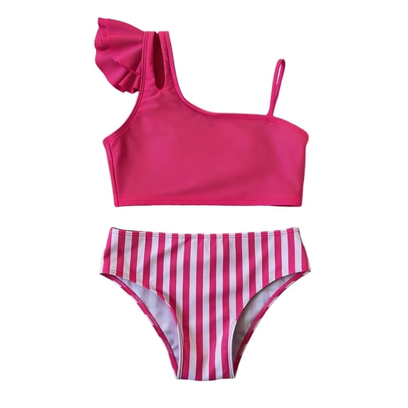 Tiijoy Little Girls Bikini Swimsuit Ruffle Swimwear Bathing Suit for Kids, Sizes 5-6
