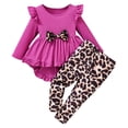 thumbnail image 1 of Tiijoy Little Girls Bow Ruffle Long Sleeve High Low Dress Leopard Pants Set, Sizes 6-7, 1 of 7