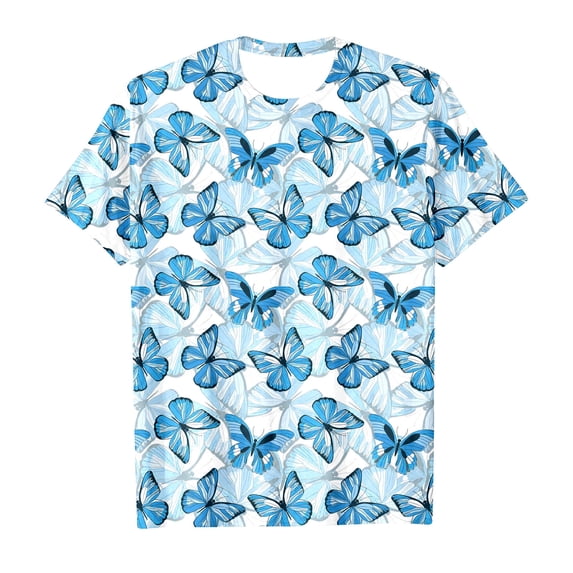 Tiijoy Little Girls Butterfly Print Short Sleeve T-Shirt Crew Neck Casual T Shirt Tee