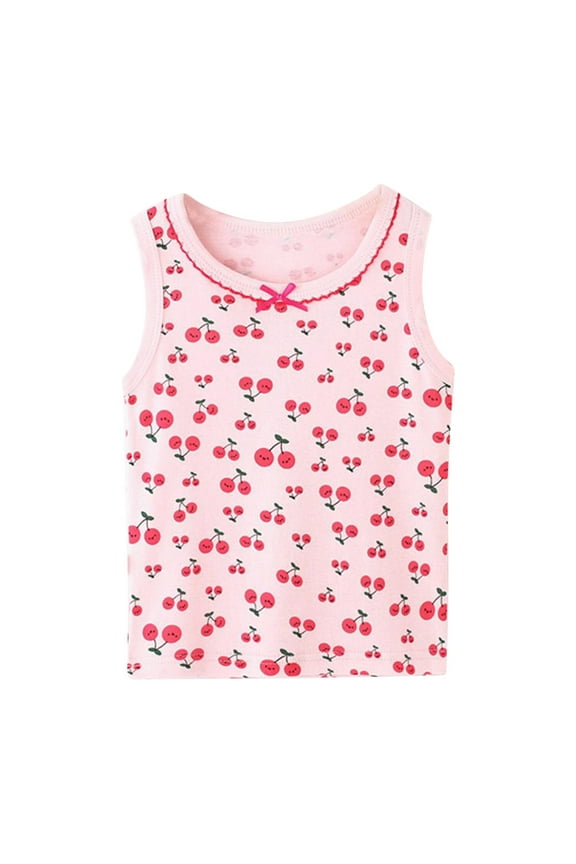 Little Girls Cotton Tank Top Casual Soft Round Neck Sleeveless Shirt, Sizes 6-7