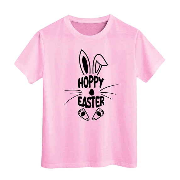 Tiijoy Little Girls Easter Short Sleeve Tee Letter Rabbit Crewneck T-Shirt, Sizes 3-13