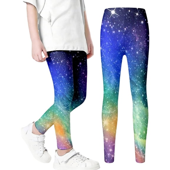 Tiijoy Little Girls Galaxy Tights High Waist Stretch Yoga Pants Casual Leggings, Sizes 18M-12