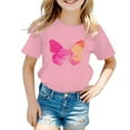 thumbnail image 1 of Tiijoy Little Girls Graphic Tee Butterfly Print Short Sleeve Casual T Shirt, Sizes 5-6, 1 of 3