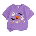 thumbnail image 1 of Tiijoy Little Girls Halloween Graphic Tee Short Sleeve Crew Neck T Shirt Top, Sizes 6-7, 1 of 3