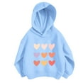 thumbnail image 1 of Tiijoy Little Girls Hearts Print Hoodie Casual Pullover Hooded Sweatshirt, Sizes 5-6, 1 of 2